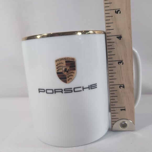 Porsche Germany Mug Monogram Logo White Gold Coffee Ceramic Luxury Car Trim - Picture 10 of 14